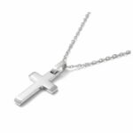 Σταυρός ατσάλινος ασημί με αλυσίδα - Image 2