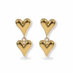 Σκουλαρίκια διπλές καρδιές χρυσά