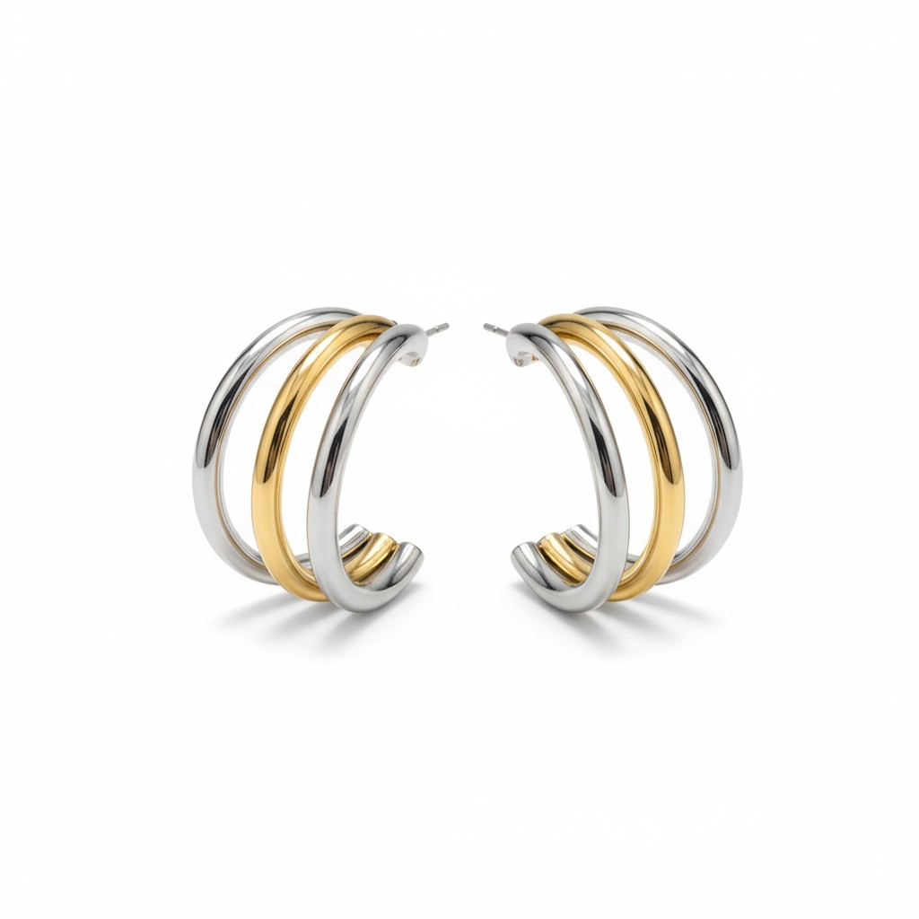 pro-shot-44109428-8819-43e9-9346-914dea87b2e1 Σκουλαρίκια τριπλόκρικο δίχρωμα - Image 1