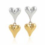 Σκουλαρίκια διπλές καρδιές δίχρωμα