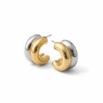 Σκουλαρίκια διπλόκρικα δίχρωμα