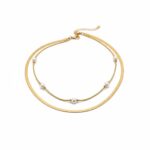 Κολιέ διπλό φίδι με πέρλες χρυσό - Image 2