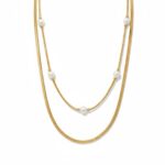 Κολιέ διπλό φίδι με πέρλες χρυσό