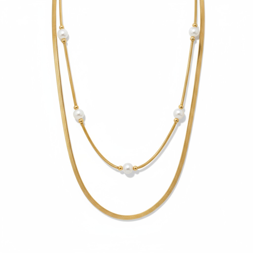 pro-shot-a90ce16f-7c7a-481a-8b5a-055372b3372f Κολιέ διπλό φίδι με πέρλες χρυσό - Image 1