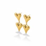 Σκουλαρίκια διπλές καρδιές χρυσά - Image 2